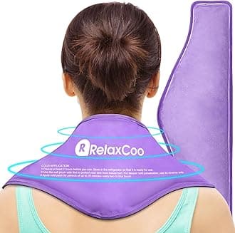 Neck Ice Pack Wrap, Reusable Gel Ice Pack for Neck Shoulders, Cold Compress Therapy for Pain Relief, Injuries, Swelling, Bruises, Sprains, Inflammation and Cervical Surgery Recovery Purple