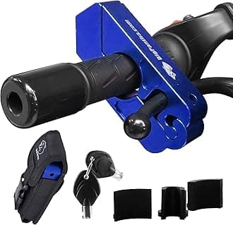 Heavy Duty Motorcycle Grip Lock - Brake/Handlebar/Throttle Lock Secures Bike, Scooter, Moped, ATV in 5 Secs! - Anti Theft with Free Holster (Blue)