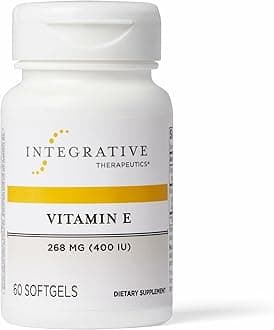 Integrative Therapeutics Vitamin E - Antioxidant Supplement for Cardiovascular Health Support* - Heart Support* - Dairy-Free & Gluten-Free - 60 Vitamin Softgels (60 Servings)