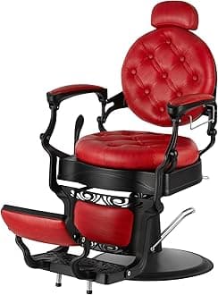Artist hand Retro Barber Chair Heavy Duty Barber Chairs Vintage Salon Chair Hydraulic Recline Chair Rounded Cushioning Beauty Spa Styling Equipment(Red)