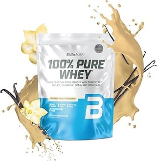 BioTechUSA 100% Pure Whey | Protein Powder with BCAA and Glutamine | Gluten-Free, Palm Oil Free | 21g Protein per Serving, 1 kg, Bourbon Vanilla