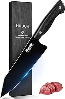 Japanese Chef Knife for Kitchen - 7" Kirisuke Knife with Black Titanium Coating, Stainless Kitchen Cooking Knifes for Vegetable & Meat Cutting, Ultra Sharp Sushi Knives, Men's Gifts