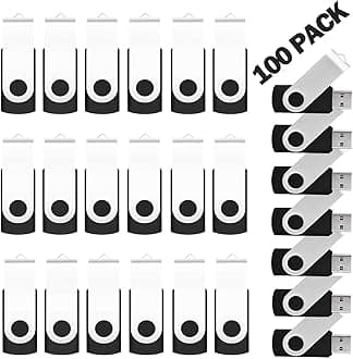 EASTBULL 100PCS 8GB Flash Memory USB 2.0 Flash Drive 360° Rotatable 10 Colors (8G, 100 Pack 10 Colors)