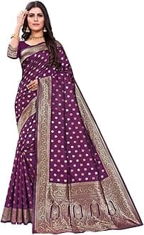 Banarasi Pure Silk Kanjivaram Sari for Women Soft Sari with Blouse Piece for Wedding (Pari124-50)