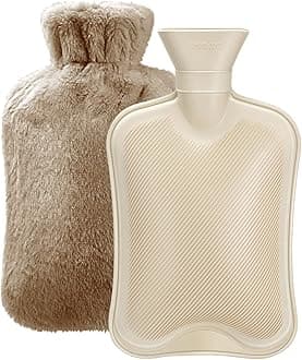 Hot Water Bottle with Soft Cover (2 Liter) Classic Rubber Hot Water Bag for Cramps, Neck