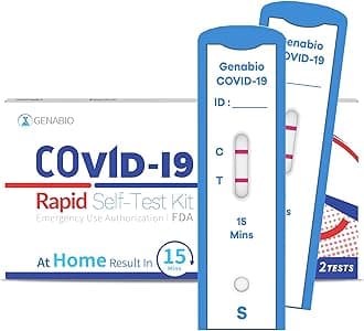 Genabio COVID-19 Antigen Rapid Self-Test Kit (2 Pack) – FDA EUA Authorized | 15-Minute At-Home Results | OTC Nasal Swab – Ages 2+ (1 Pack, 2 Tests)