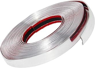 QWORK 1" Wide 40 Feet Chrome Molding Trim, Car Auto Truck Side Exterior Edge Lip Protect Sticker DIY Exterior Decoration for Bumper Door Guard Protection, Car Scratchproof