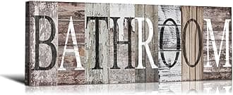 YOUHONG Farmhouse Bathroom Signs - Country Bathroom Decor Wall Art (17''W x 6''H)