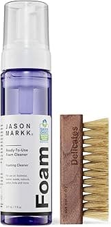 Jason Mark READY-TO-USE FOAM + PREMIUM BRUSH BUNDLE Waterless Cleaning Set for Easy and Easy to Use Delicate Materials RTU Foam + Premium Brush Bundle, white