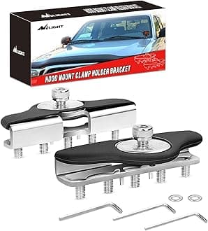 Nilight 90025BLed Light Bar MountinBrackets Universal Hood Led Mount Bracket Clamp Holder For Truck Off RoInstalled No Need Drilling,Black, 2pcs