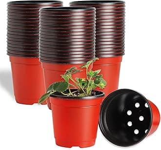 Atoke 100 Pack Plastic Plant Pots,10cm Seed Starting Pot Flower Pot Plant Container for Seedlings,Vegetables,Succulents