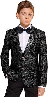 Boys Jacquard Suits Slim Fit Tuxedo Suit Notch Lapel 2 Pieces Suit Set Jacket Pants for Party Formal Wear