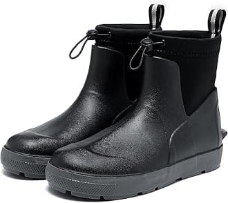 Men's Deck Boots,Ankle Rubber Rain boots Waterproof Anti-Slip Waterproof Shoes, Fishing Boating Boots Water Work Shoes for Men