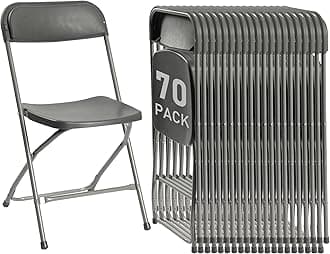 70 Pack Plastic Folding Chairs, Portable Party Chairs, Stackable Commercial Seats with Steel Frame for Home Office Wedding Party Indoor Outdoor Events Chairs, 350lbs Capacity,Gray
