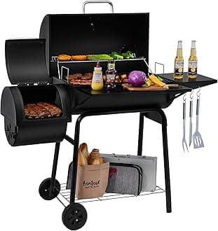 Royal Gourmet CC1830S BBQ Charcoal Grill and Offset Smoker | 823 Square Inch cooking surface, Outdoor for Camping | Black