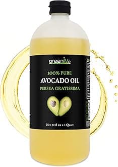 GreenIVe Avocado Oil Naturally Grown 100% Pure Natural without Additives, Clean, Cold Pressed, Non-GMO, Vegan: For Cooking, Frying, Baking and for Sauces, Dressings, Marinades, Salads (32 Ounce)