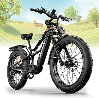 SeemoonPeak 3000W(Dual Motors)/1500W Electric Bike for Adults,52V 21Ah/19Ah 26" Fat Tire Fast Ebike,Max 38 mph up to 100 Miles,Full Suspension Hydraulic Disc Brake,Off Road Mountain Hunting for Men