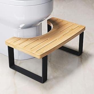 Bamboo Toilet Stool Poop Stool Adult, Wooden Toilet Stool Squat Adult, Wood Potty Squatting Pooping Stool for Adults, 7 Inch Poop Stool for Bathroom, Portable Toilet Assistance Steps