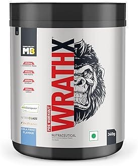 MuscleBlaze Pre Workout Wrathx Powder, Cola Frost (20 Servings, 340g) | With Creapure, NitroBlaze & BioPerine
