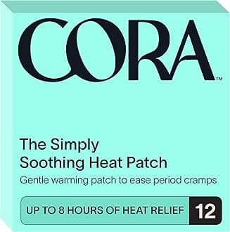 Cora Heat Relief Patch - 2 Pack - Soothe Cramps for up to 8 Hours with Heat from Activated Carbon - Adheres to Your Clothes to Ease Cramps Exactly Where You Need it