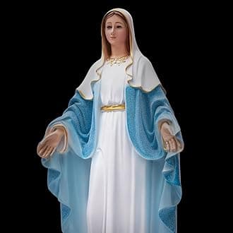 Catholic Virgin Mary Statue 19 Inch, Mother Mary Statue Resin Figurine for Religious and Indoor Home Decorations, Prayer Room Gift Figurines