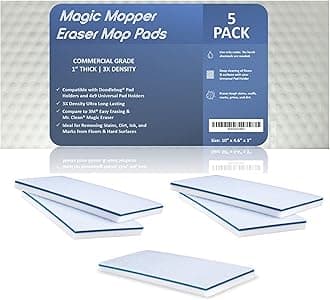 4610 Eraser Pads - 5 Pack 4.5" x 10" x 1" Commercial Grade Melamine Mop Sponges for Floor, Tile, Grout, Baseboard, Walls-Durable & Versatile Cleaning - Pack of 5