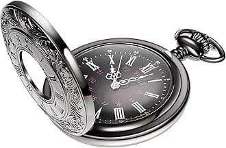 Vintage Pocket Watch Steel Men Watch with Chain