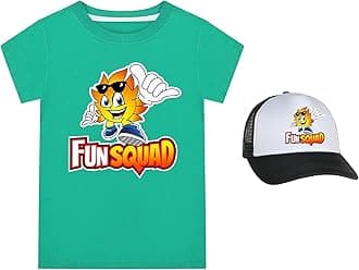 Boys Girls Fun Squad Merch T Shirt and Snapback Cap Cotton Tshirt Kids Hat Short Sleeve Unisex Birthday Clothes Gift for Child