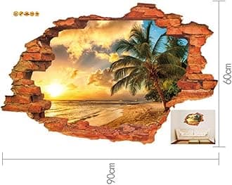 Auvs 3D self-adhesive removable break-through-the-wall vinyl wall sticker, art cecor