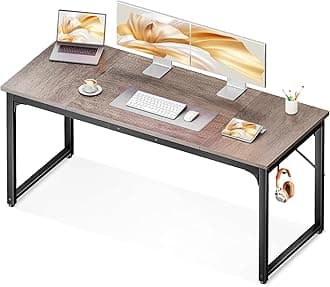 Coleshome 63 Inch Computer Desk, Modern Simple Style Desk for Home Office, Study Student Writing Desk,Grey Oak