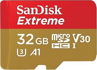 Extreme 32 GB microSDHC Memory Card, SD Adapter with A1 App Performance, Rescue Pro Deluxe, Up to 100 MB/s, Class 10, UHS-I, U3, V30, Red/Gold