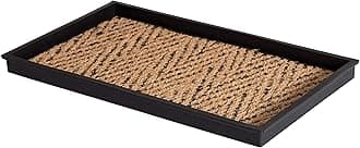 Anji Mountain AMB0BT2F-003 Black Rubber Boot/Shoe Tray with Coir, Fits 2 Pair (24.5" Wide), Tan & Black Insert