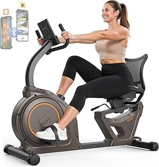 Recumbent Exercise Bike, Recumbent Bike for Home, Recumbent Stationary Bike 400LBS Weight Capacity, Magnetic Recumbent Bike with Smart APP, LCD Monitor, Heart Rate Handle