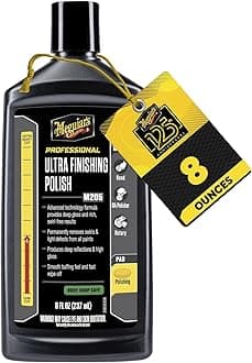 Meguiar's M205 Mirror Glaze Ultra Finishing Polish, Easy-to-Use Formula for Impeccable Shine, Multiple Ways to Apply Mirror Glaze, Removes Defects and Swirls for a High Gloss, 8 Oz Container