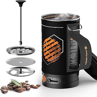 Electric French Press Coffee Maker, 120V Boil Water & Press Coffee 2-in-1, Portable Design for Camping, Travel, 6 Minute Brew Ready