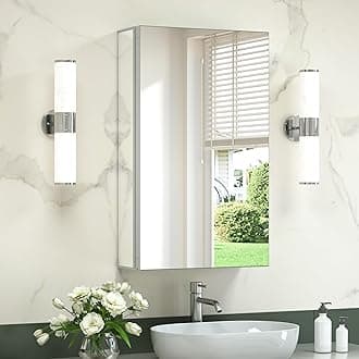 TokeShimi 16x26 Medicine Cabinet Mirror Bathroom with Adjustable Tempered Shelves,Full-Overlay Mirrors,Aluminum Recessed Medicine Cabinet with Mirror Wall Mounted