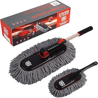 Car Duster Set, Car Duster Exterior Extendable Handle, Scratch Remover Large and Small Brushes Remove Dust Exterior Interior of RVs and Trucks,Microfiber Auto Interior Brush, 2-Packs