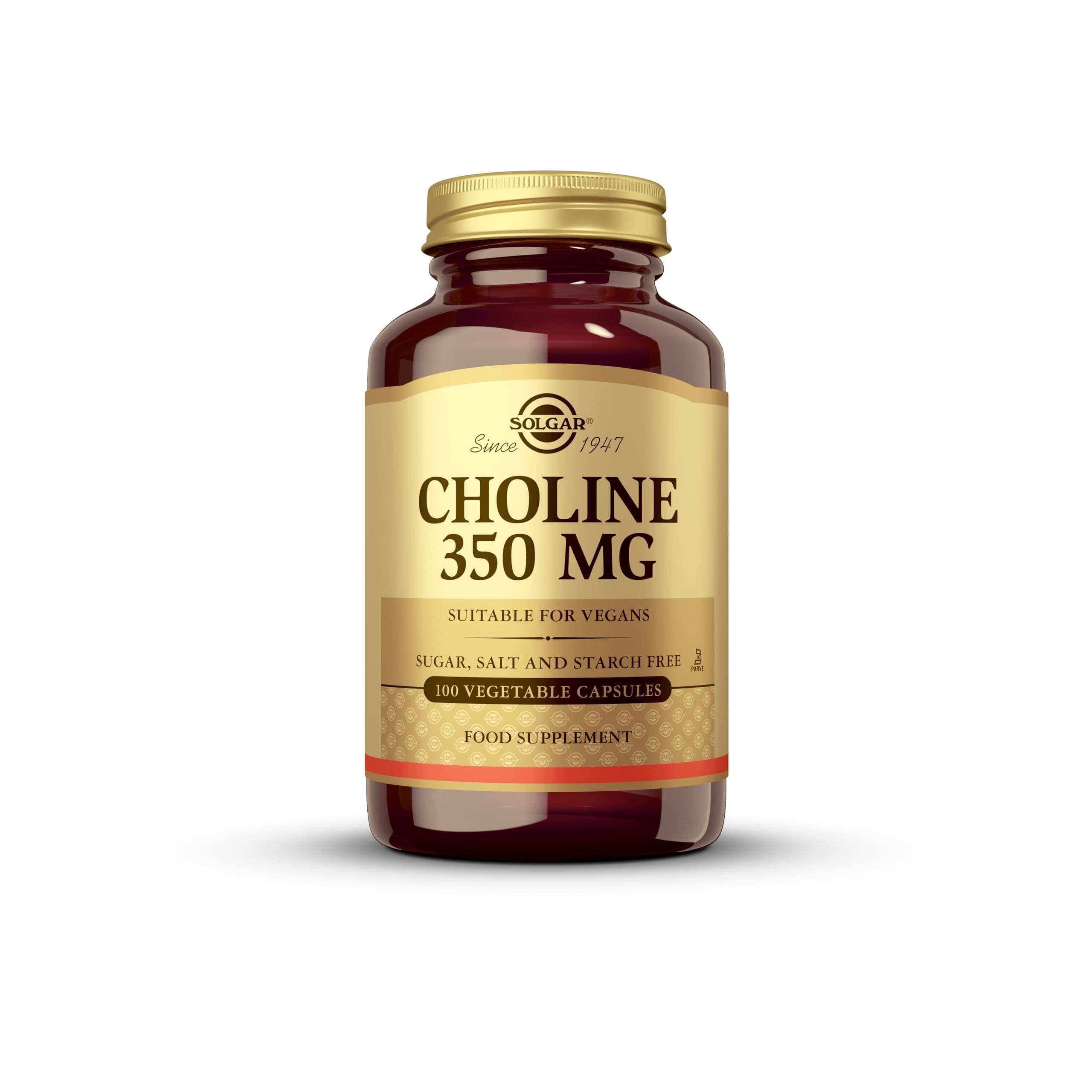Choline Vegetable Capsules, 350 mg, 100 Count