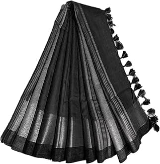 Bhagalpuri Handloom Women's Linen Slub Blend Saree with Blouse Piece