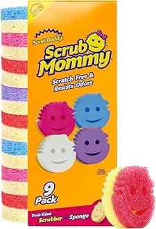 Scrub Daddy Scrub Mommy Kitchen Sponges for Dishes & Wiping Spills - Dual-Sided Dish Scrubber Sponge for Cleaning - Multi-Colored Bulk Pack - Stain & Odor Resistant (9 Count)