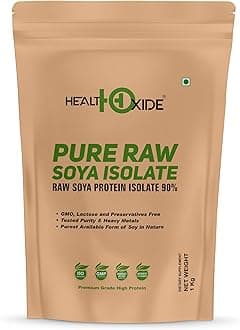 - HealthOxide Soya Protein Isolate 90% - Unflavored (1kg) | 100% Plant-Based Vegan Protein Powder | Dairy-Free, Gluten-Free & Lactose-Free | Rich in Amino Acids, Vitamins & Minerals | Supports Muscle Growth, Recovery & Cholesterol Control