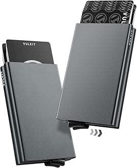 VULKIT Credit Card Holder RFID Protection, Pop Up Metal Card Holder with Double Card Cases Slim Smart Wallet for 10 Cards