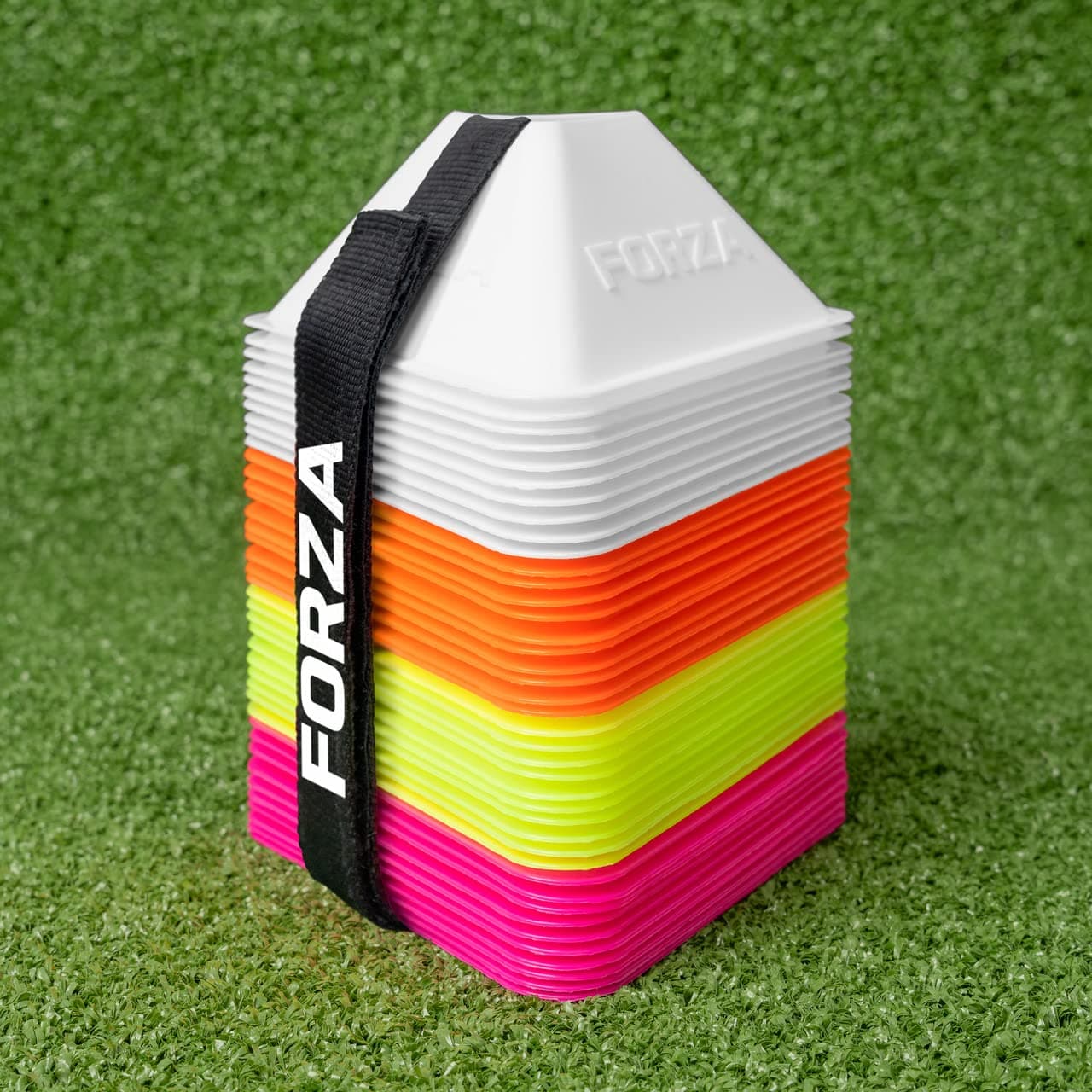 FORZA 2-Inch Mini Tri Training Cones | 40 Pack | Drills & Training | Multi Sport Use - Soccer, Hockey, Football Training | with Carry Strap