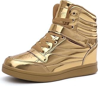 - Womens High Top Sneakers with Hidden Wedge Heel Ankle Support 2 Inch Height Increase 80s Retro Casual Boots