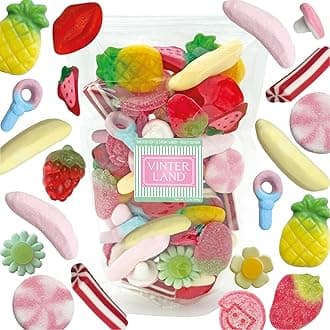 VINTERLAND - Fruity Swedish Candy Mix (1.2 Pounds) - Assorted Swedish Candy Sweet Mix - Red Strawberry Licorice - Yellow Bananas - Pink Mushrooms - Happy Flowers - Juicy Berries - Circus Pens, and more - Fruity Edition