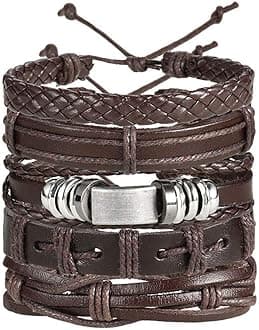 Genuine Leather Bracelet Wraps Casual Skin Friendly Bracelets for Men Boys