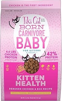 Tiki Cat Born Carnivore Baby, High-Protein and Grain-Free, Complete and Balanced Dry Cat Food for Kittens 6 Weeks+, 5.6 lbs. Bag