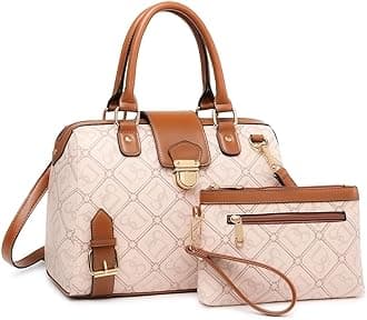 Dasein Women Barrel Handbags Fashion Satchel Bags Top Handle Shoulder Purses Vegan Leather Work Tote