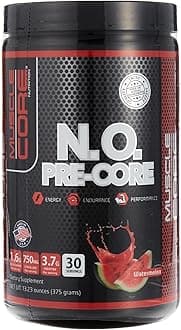 N.O Pre-Core Energy & Endurance Performance | Watermelon Flavor | 30 Servings | 375g | 7g BCAAs, 1g Citrulline, 2.5g Glutamine