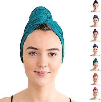 Organic Jersey Cotton T-Shirt Hair Towel - For Curly, Wavy and Straight Hair, Quick Dry, Super Absorbent, Lightweight, Made in the UK, 98cm x 58cm